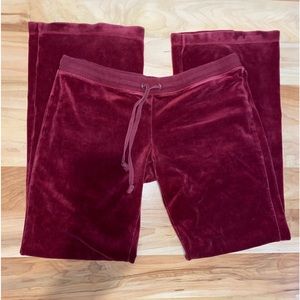 Red flare/ wide leg velour joggers low rise